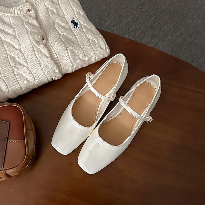 Shoes Heel Toe Chunky Jane Mary Square