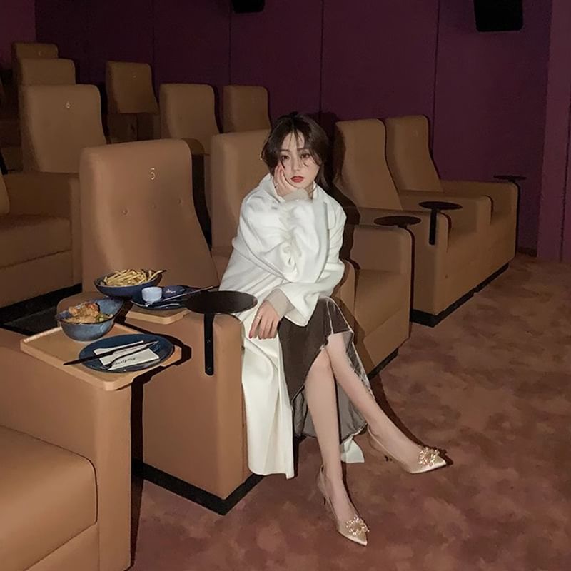 Kitten Rhinestone Pointed Pumps Heel