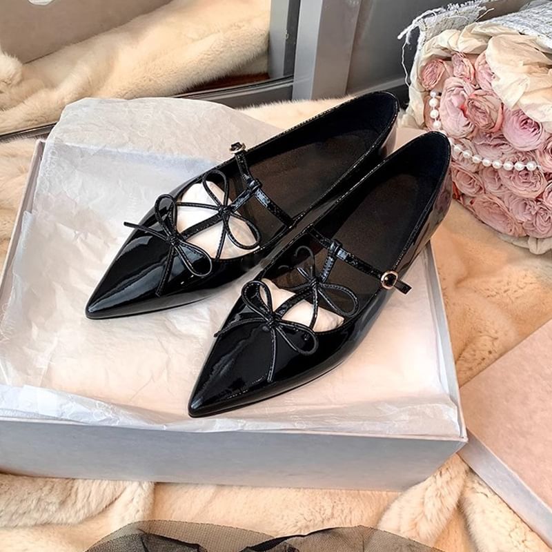 Flats Mary Jane Pointed Bow