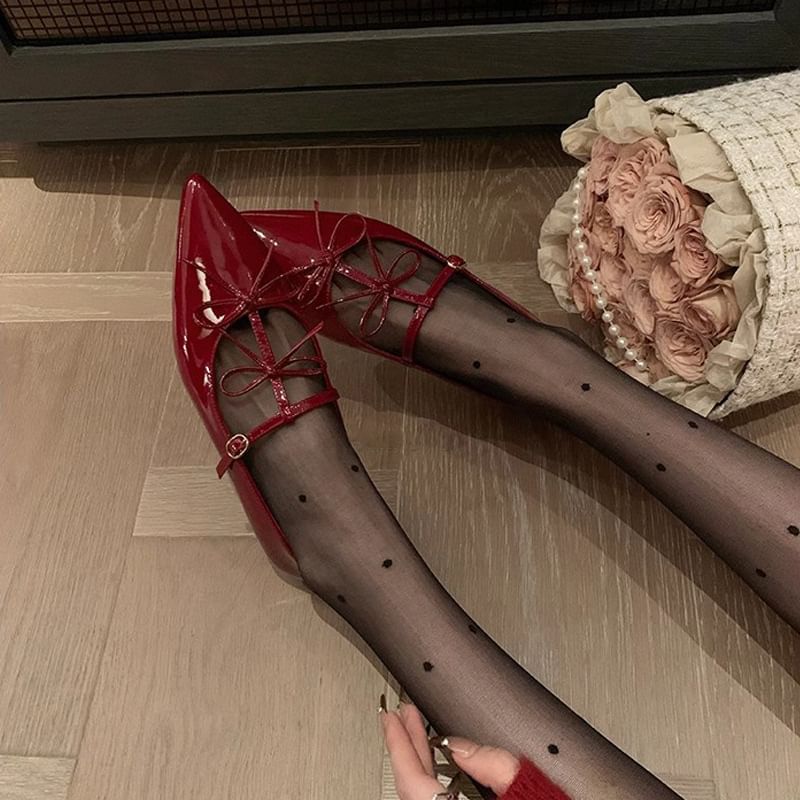 Flats Mary Jane Pointed Bow