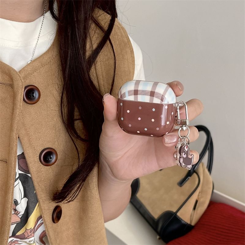 Set / Dot Case Pro Charm Earphone AirPods Polka Plaid Skin