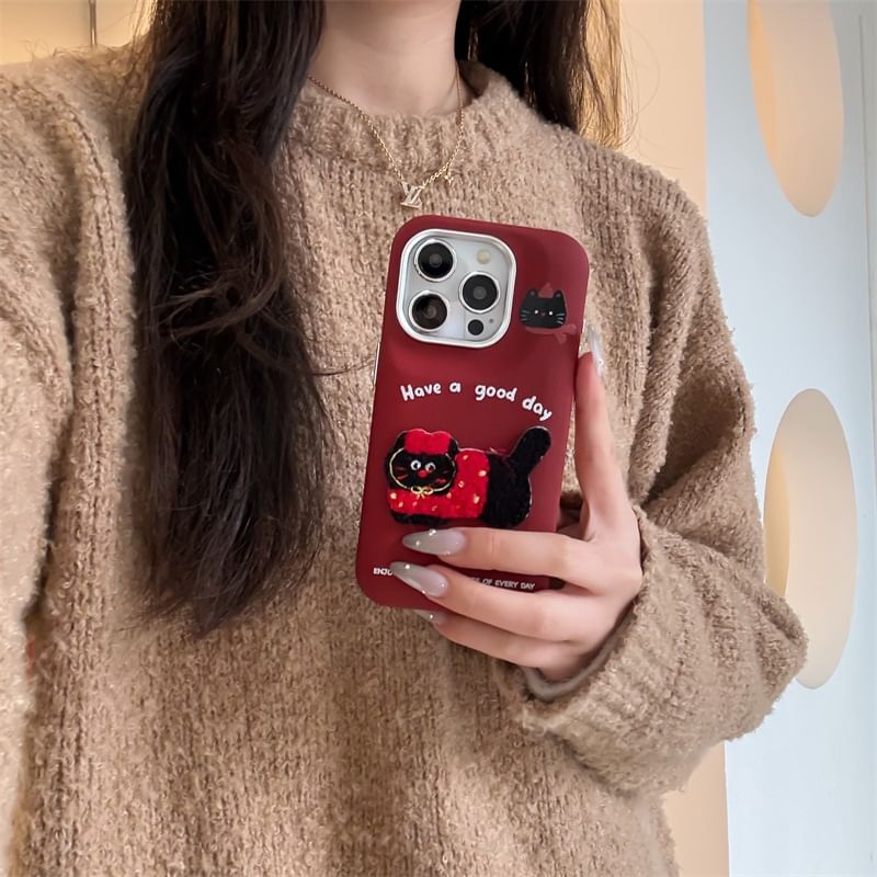 Cat Phone Embroidered Case