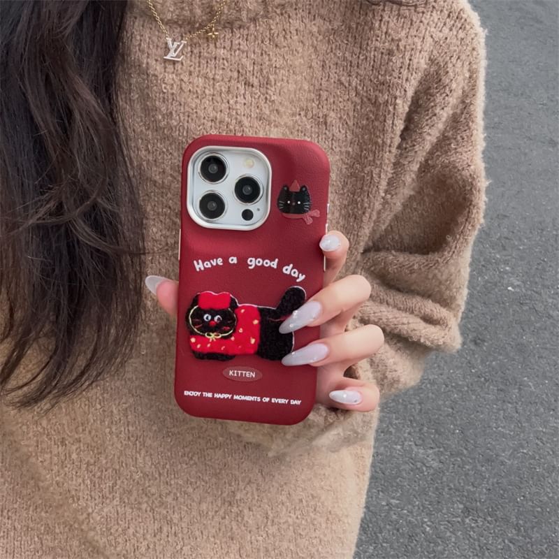 Cat Phone Embroidered Case