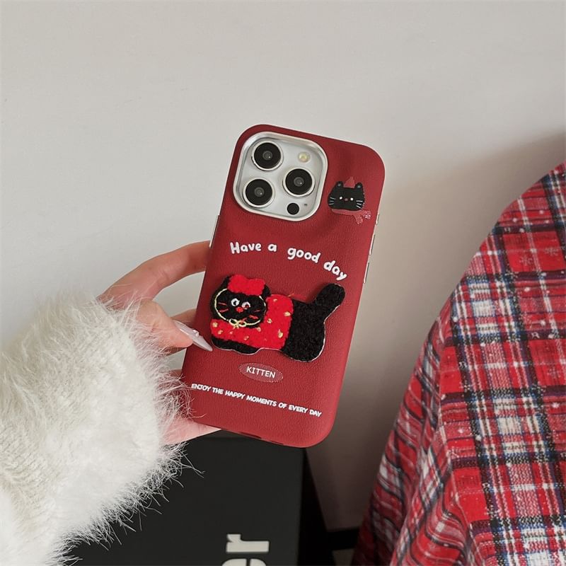 Cat Phone Embroidered Case