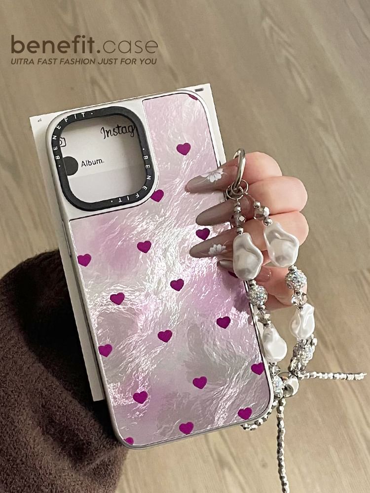 Set / Heart Case Phone Strap