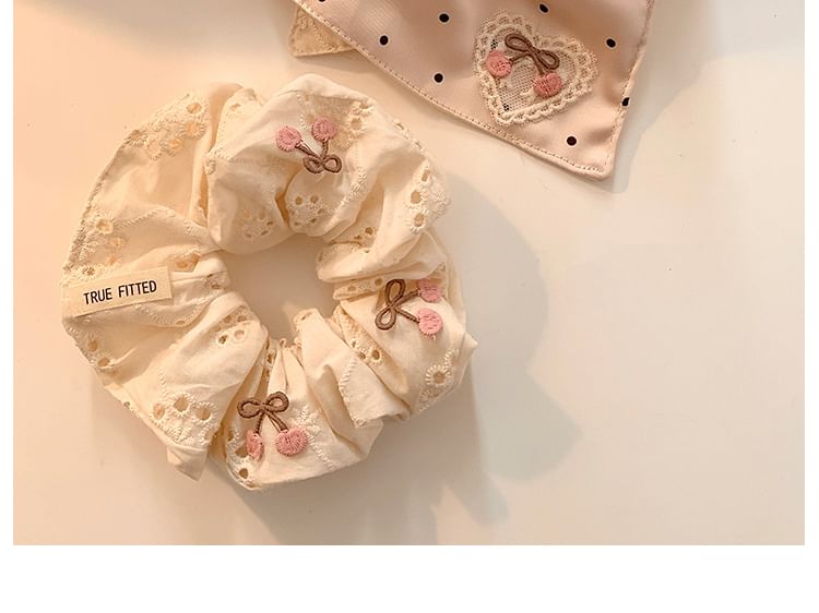 (Various Cherry Designs) Dot Applique Polka / Scrunchie