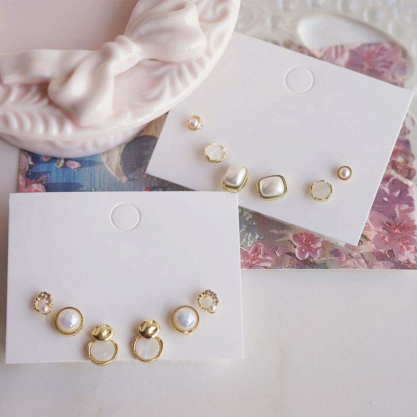 Earring Pearl Faux Set Stud