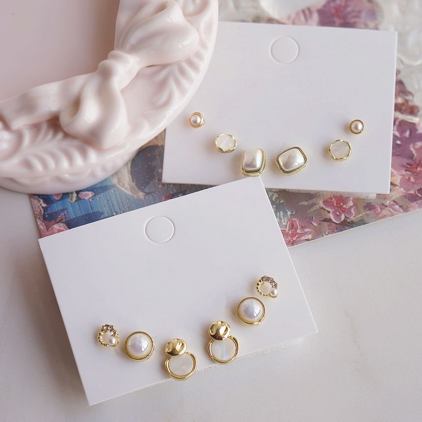 Earring Pearl Faux Set Stud