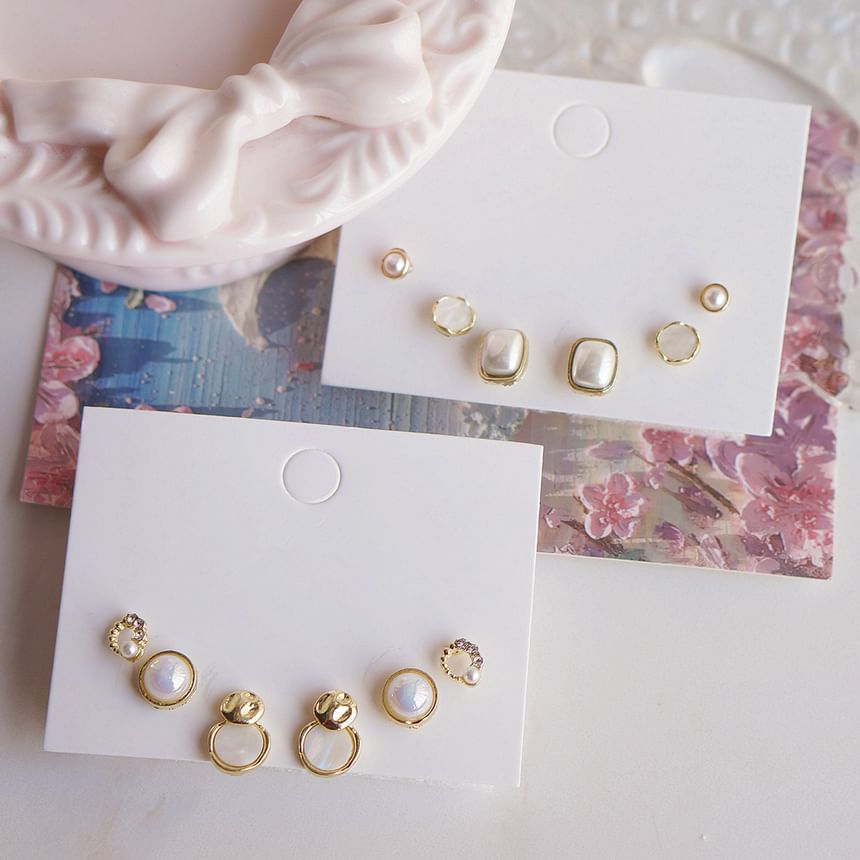 Earring Pearl Faux Set Stud