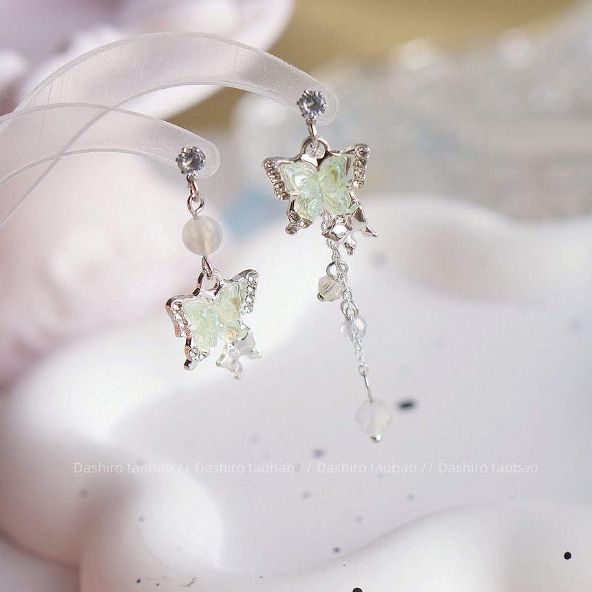 / Butterfly Clip Beaded Earring Dangle On