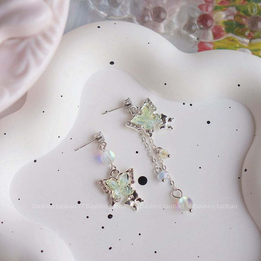 / Butterfly Clip Beaded Earring Dangle On