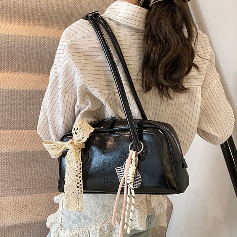 Bag Bowler Faux Leather Lettering