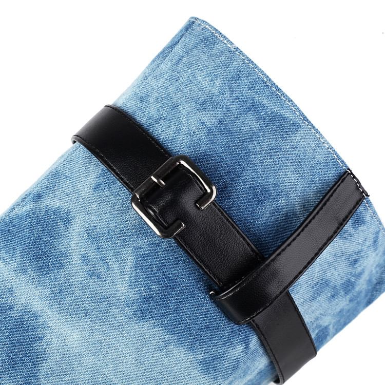 Washed Heel Denim Tall Chunky Thong Boots