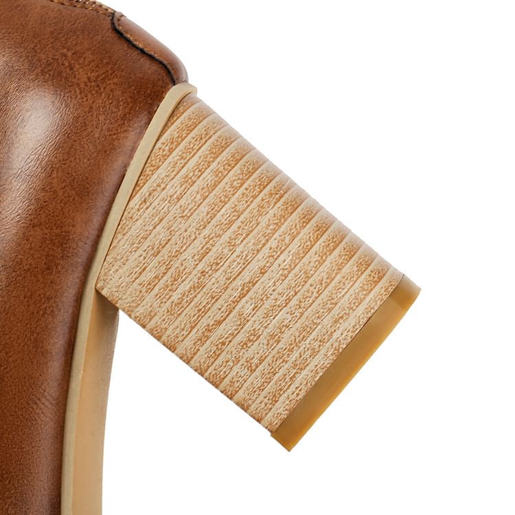 Jane Round Chunky Mary Pumps Toe Heel