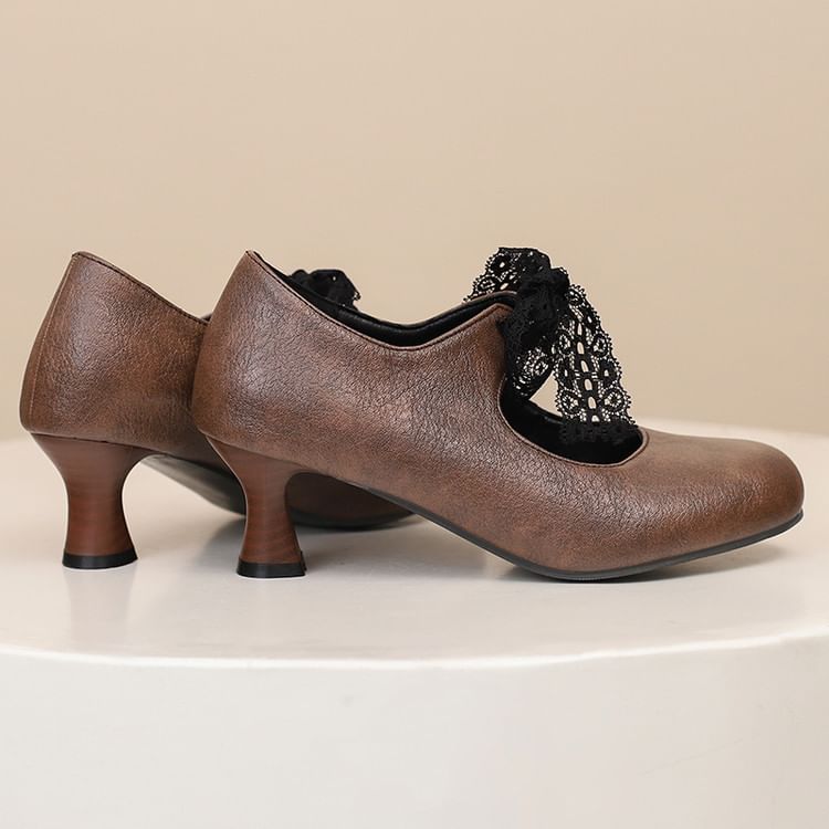 Heel Pumps Low Mary Plain Lace Jane