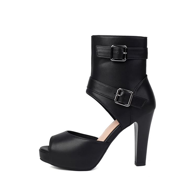 Thong Boots Short Peep-Toe Heel High