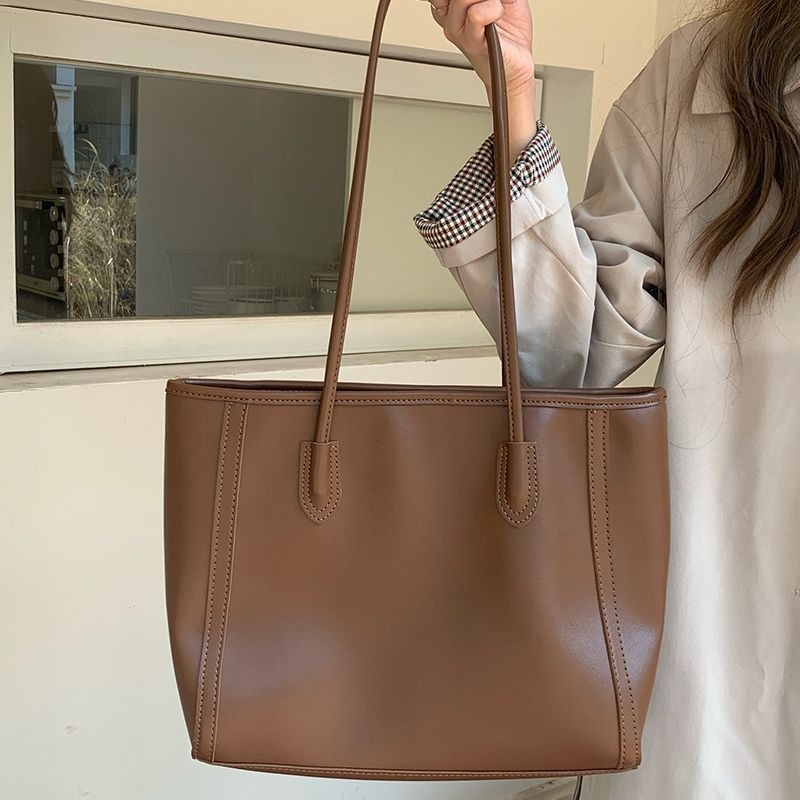Tote Leather Plain Bag Faux