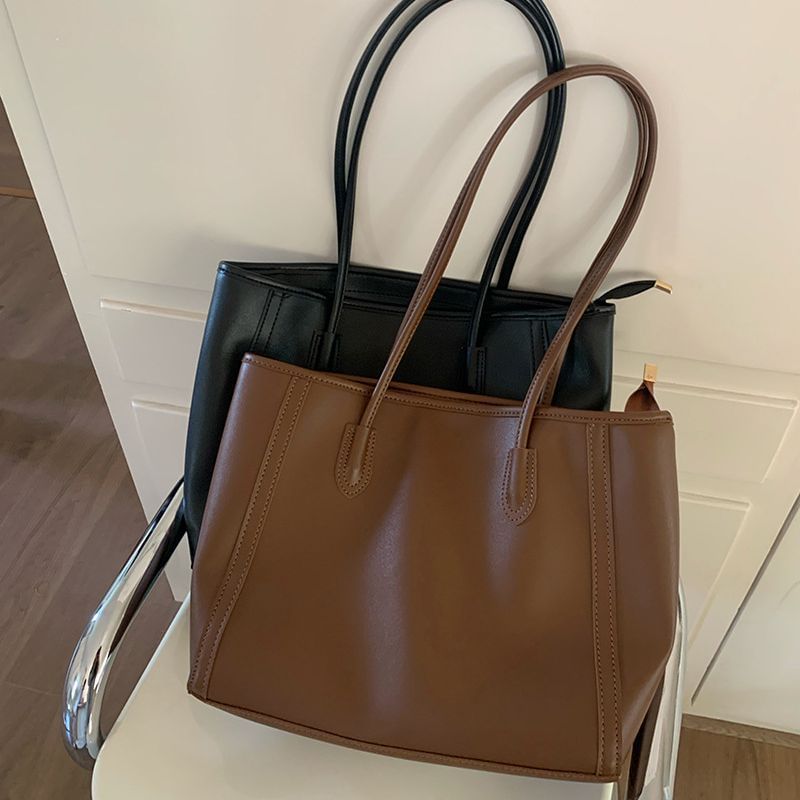 Tote Leather Plain Bag Faux