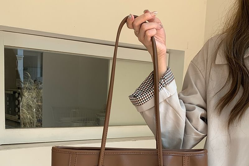Tote Leather Plain Bag Faux