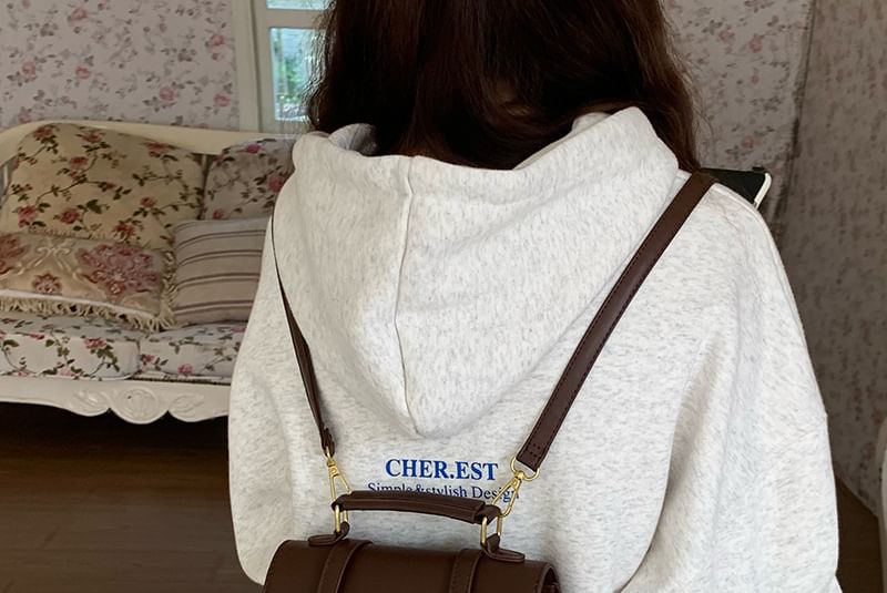 Leather Flap Faux Plain Backpack