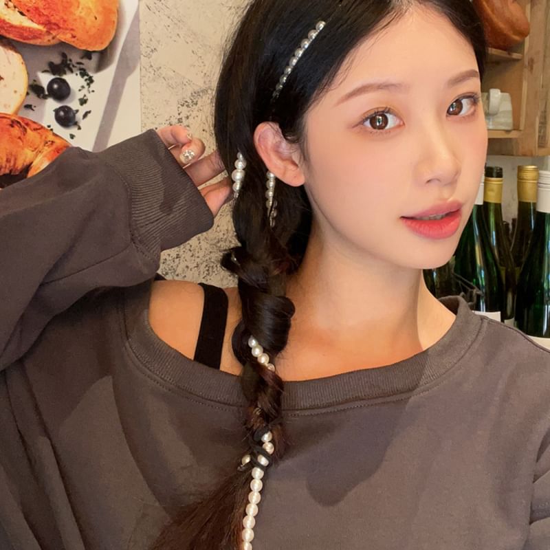 Faux Pearl Hairband Beaded