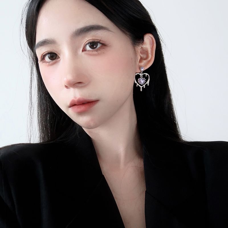 Drop Heart Silver Earring Sterling 925