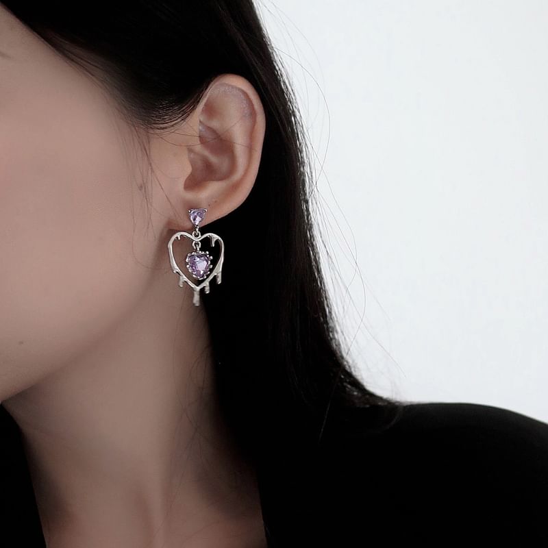 Drop Heart Silver Earring Sterling 925