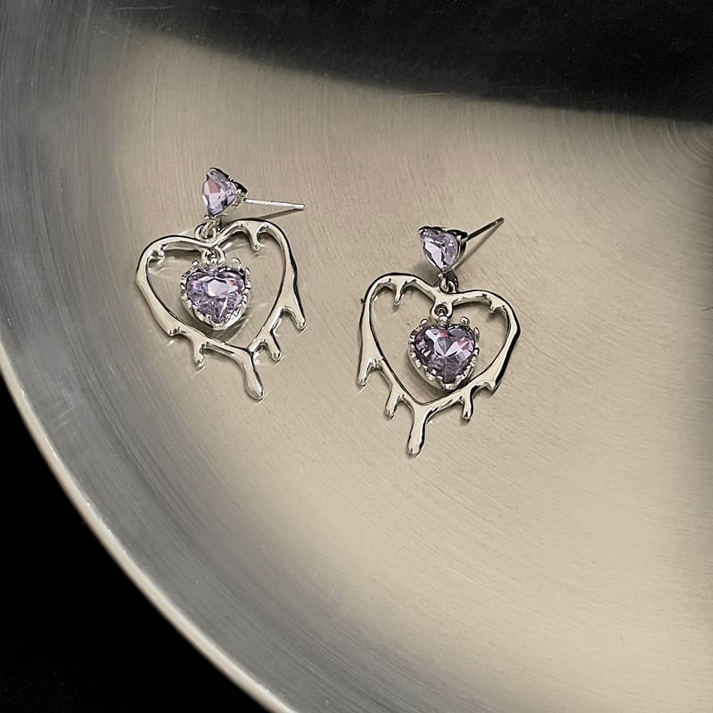 Drop Heart Silver Earring Sterling 925