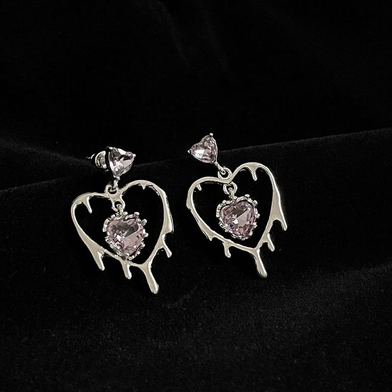 Drop Heart Silver Earring Sterling 925