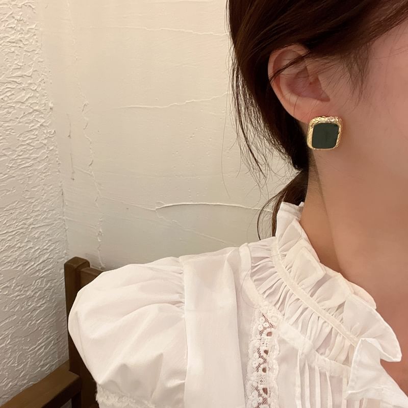 Earring Silver Stud Sterling 925 Square