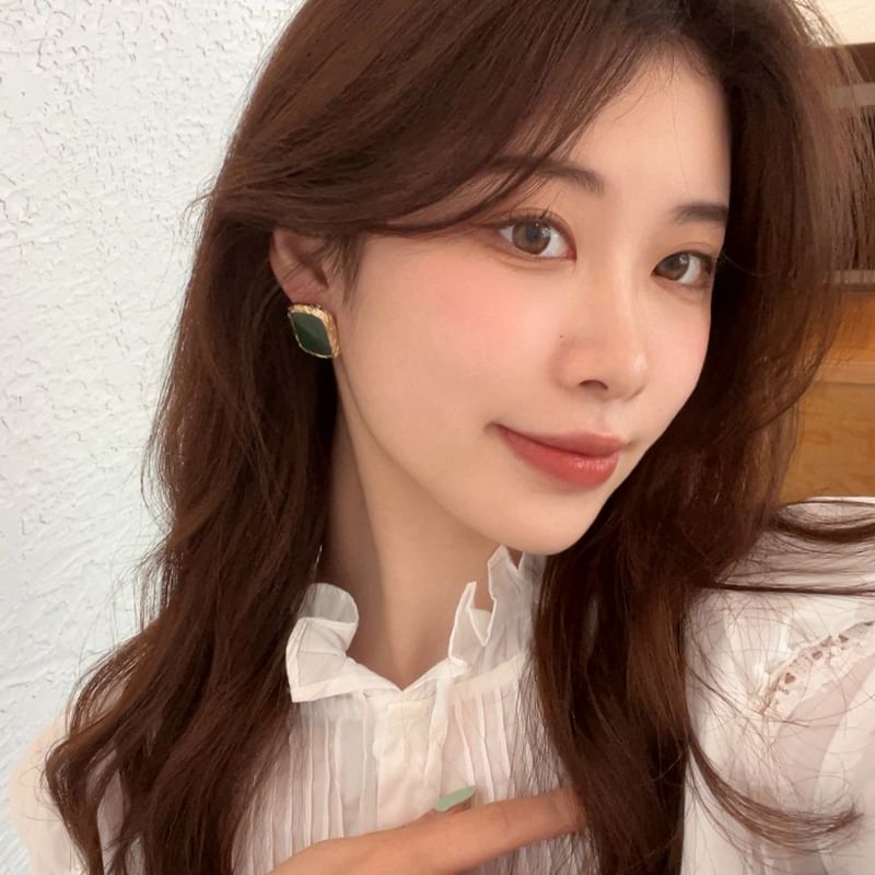 Earring Silver Stud Sterling 925 Square