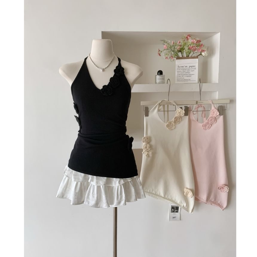 Top Plain Crochet Floral Halter