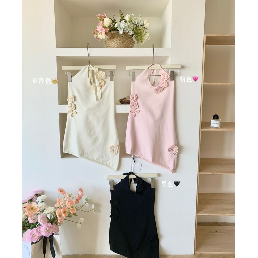 Top Plain Crochet Floral Halter