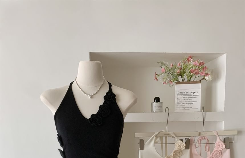 Top Plain Crochet Floral Halter