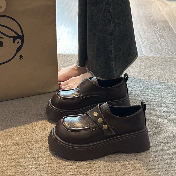 Platform Leather Faux Plain Shoes Adhesive Strap