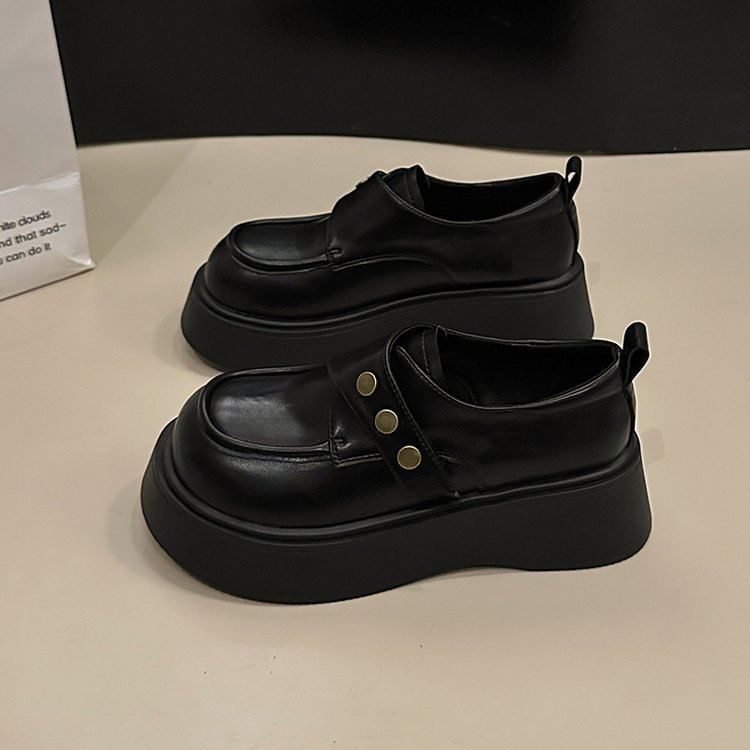 Platform Leather Faux Plain Shoes Adhesive Strap