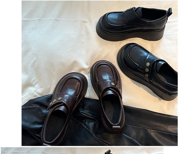 Platform Leather Faux Plain Shoes Adhesive Strap