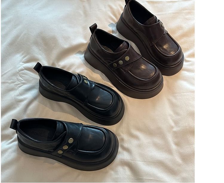 Platform Leather Faux Plain Shoes Adhesive Strap