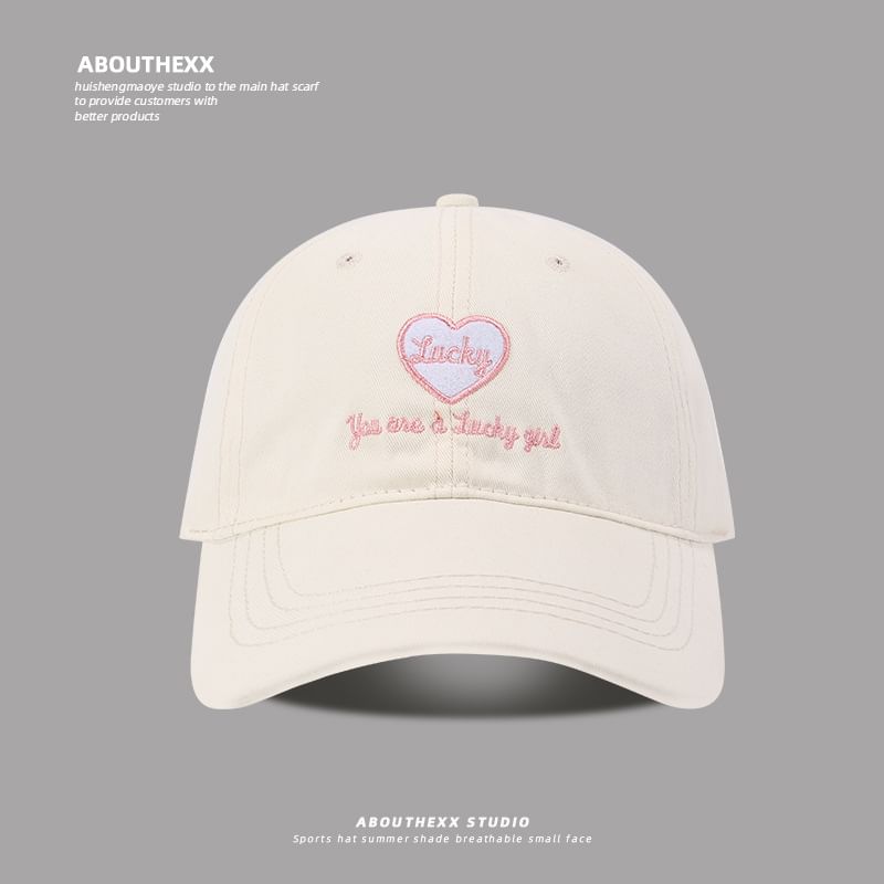Cap Lettering Heart Baseball Embroidered