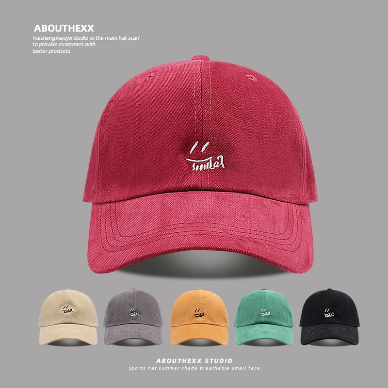 Baseball Cap Embroidered Smiley