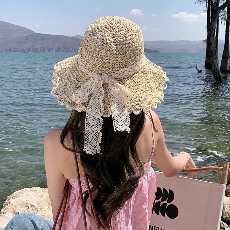 Hat Bow Straw Sun