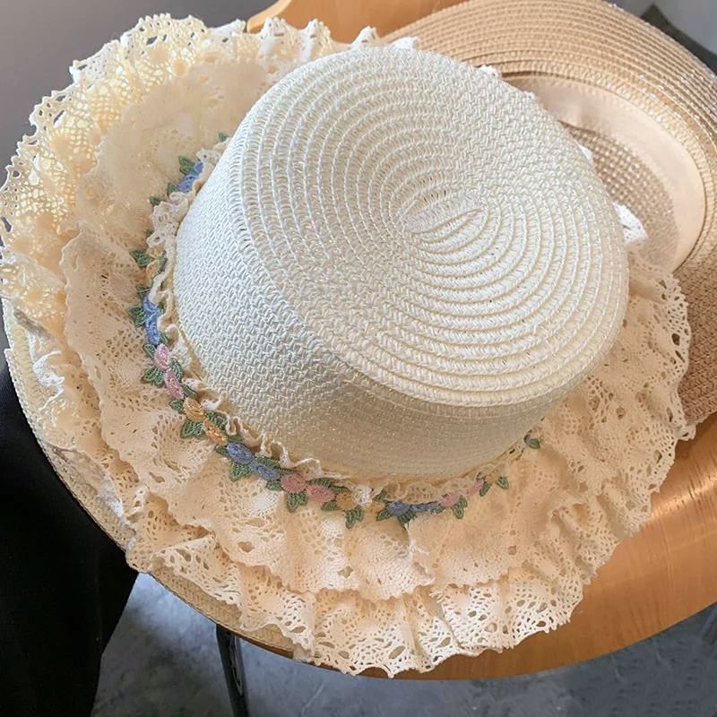 Applique Ruffle Floral Hat