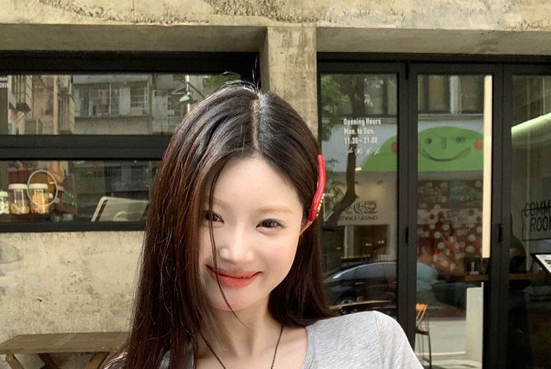 Henley Sleeve Tee Plain Neck Short