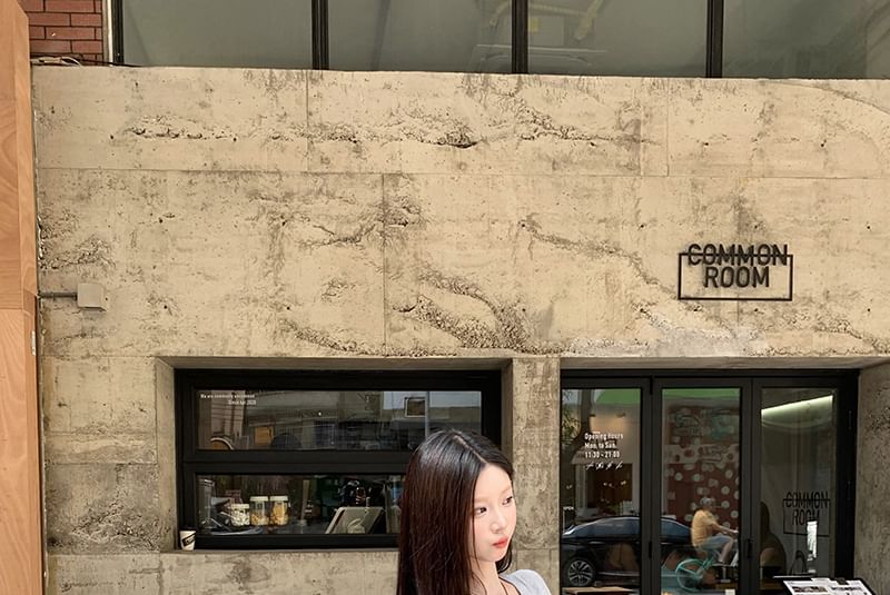 Henley Sleeve Tee Plain Neck Short