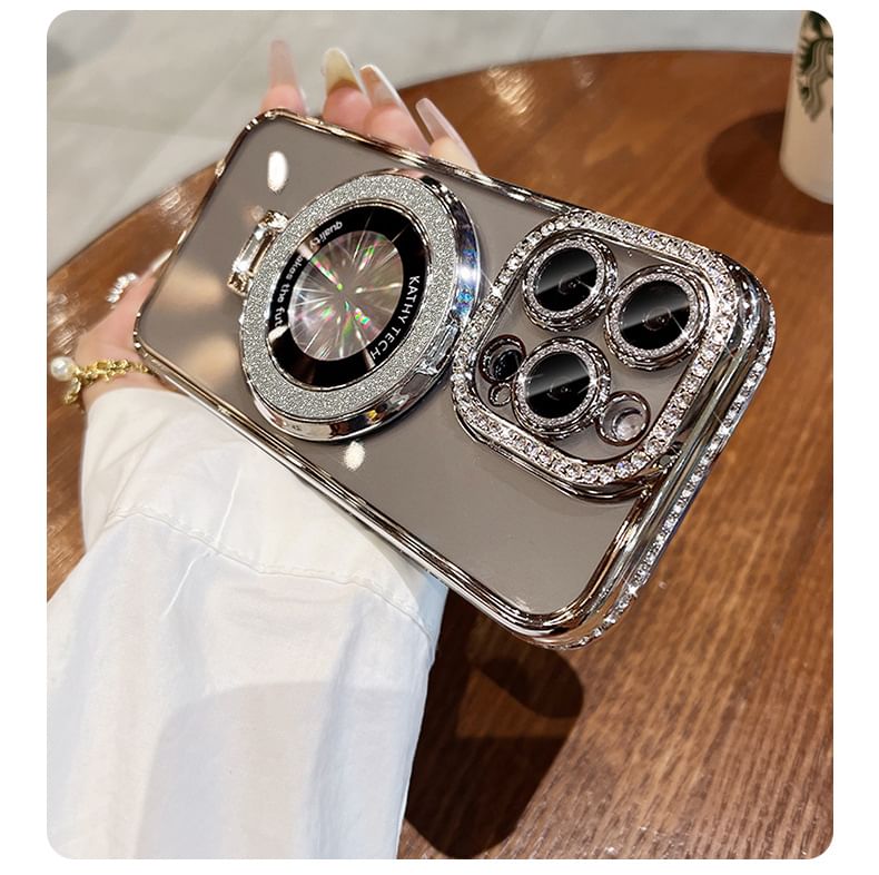 Stand MagSafe) (Compatible Transparent Rhinestone Phone with Case Magnetic