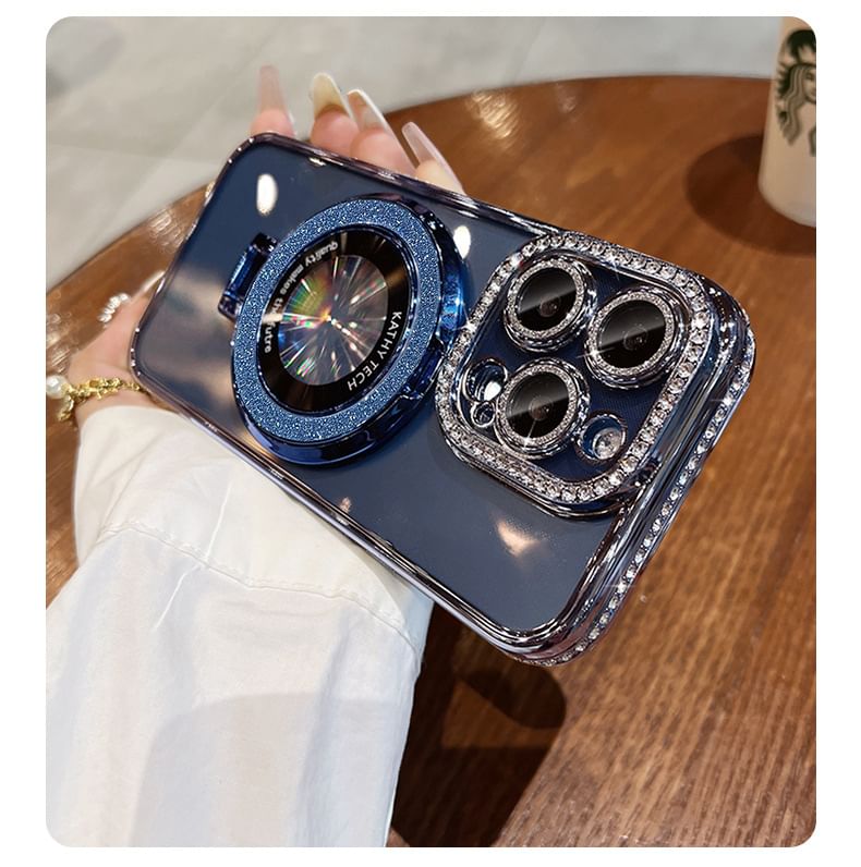 (Compatible Stand Rhinestone Phone with Transparent Case MagSafe) Magnetic