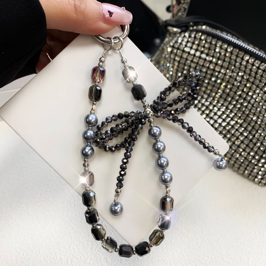 with Crystal Strap Pad Lanyard Pearl Phone Faux Bow