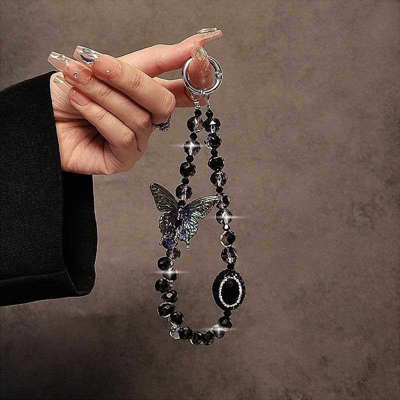 Phone Faux Crystal Strap Butterfly