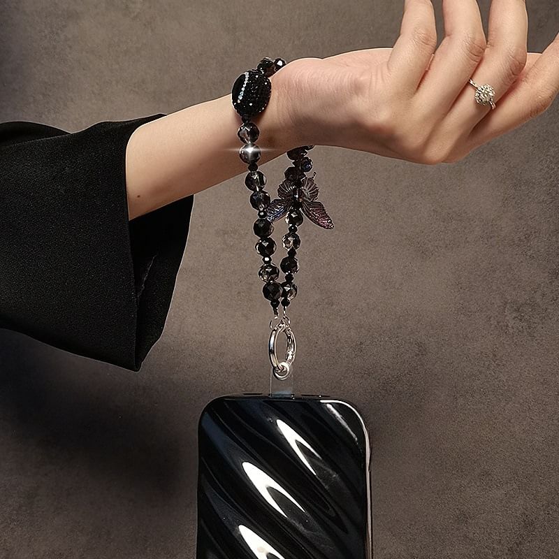 Phone Faux Crystal Strap Butterfly