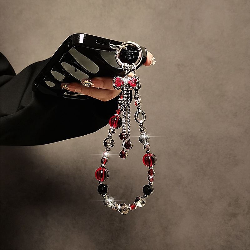 Faux Phone Crystal Strap Bow